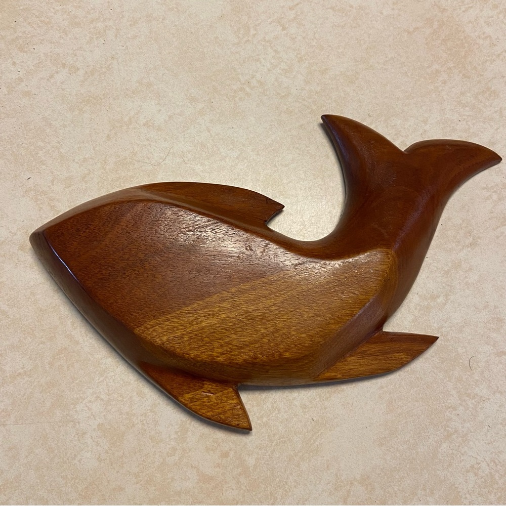 Vintage Hand Carved Wood Fish Lidded Trinket Jewelry Box Candy Dish Fisherman - Picture 7 of 11